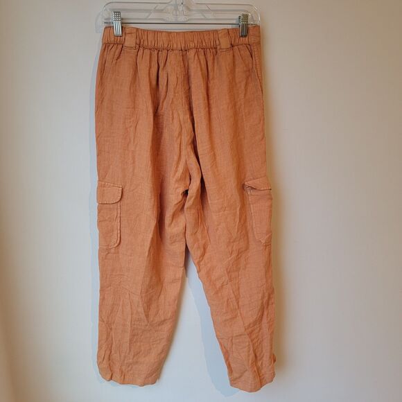 Rachel Roy Womens Linen Pants Size Medium Orange Cargo Coastal Y2K Hip Hop - Picture 2 of 7